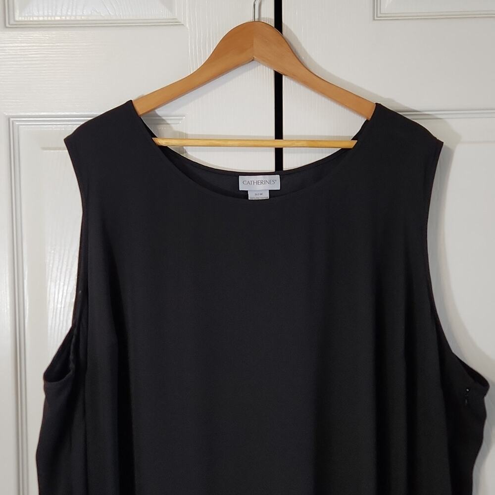 Catherines Womens Black Dress Size 30W‎ Accordian Overlay Midi Neutral Pleated - Picture 4 of 9